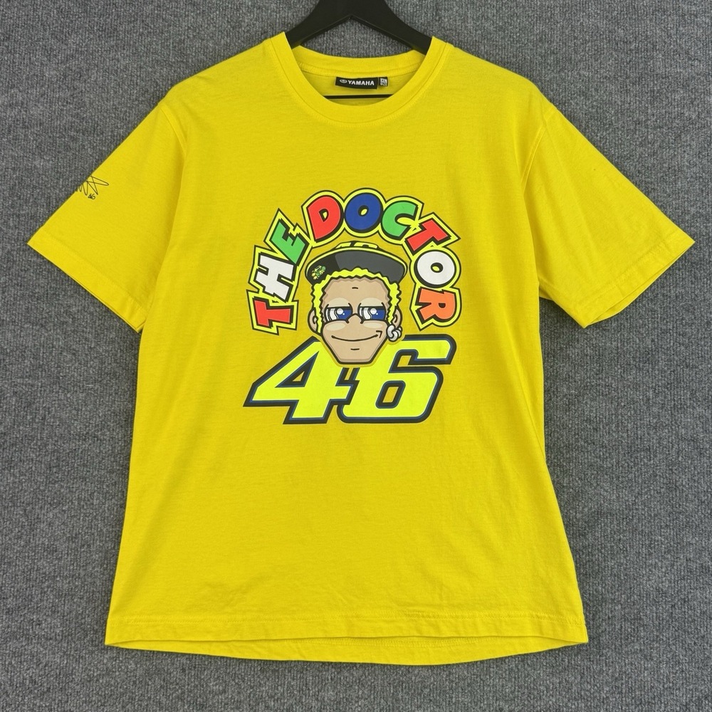 Yamaha The Doctor T-Shirt Mens XL Yellow 46 Motorcycle Signed Motoshow Thai